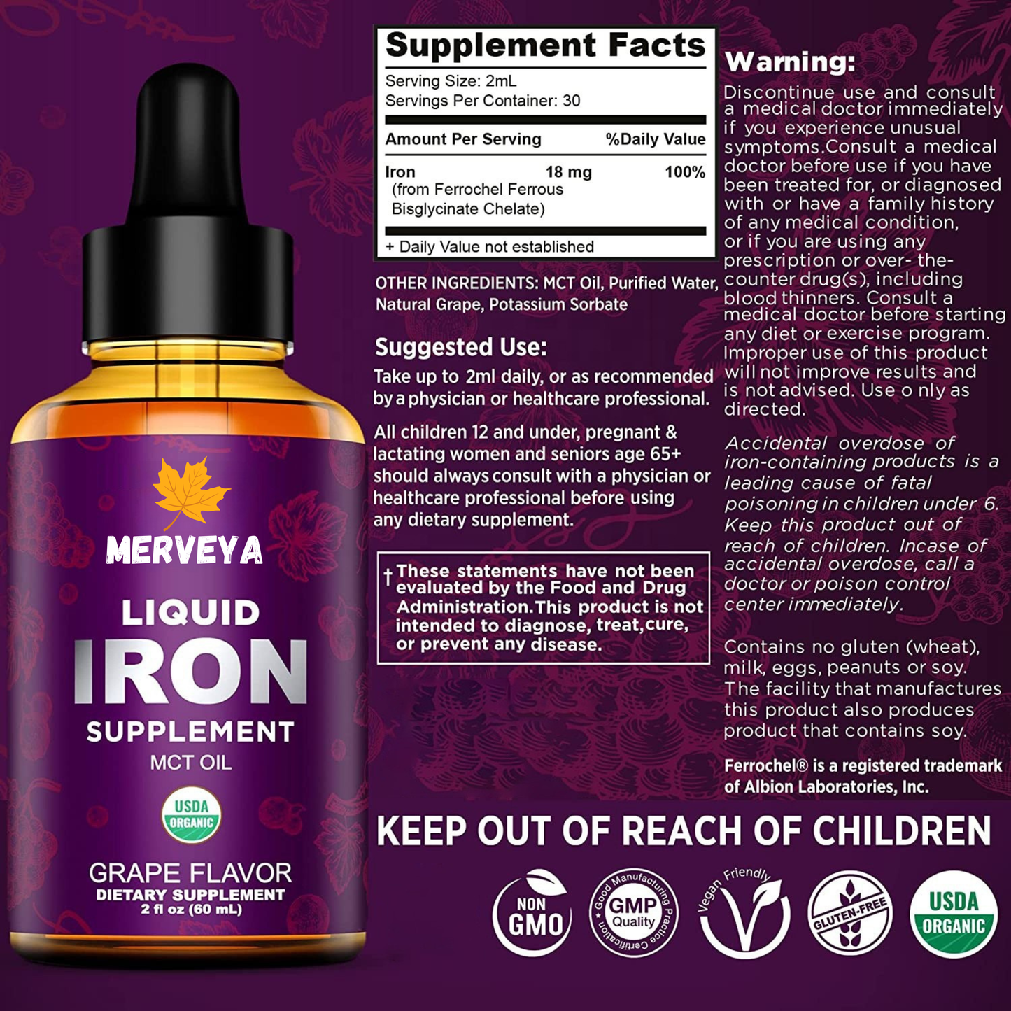 100% Organic Iron Drops